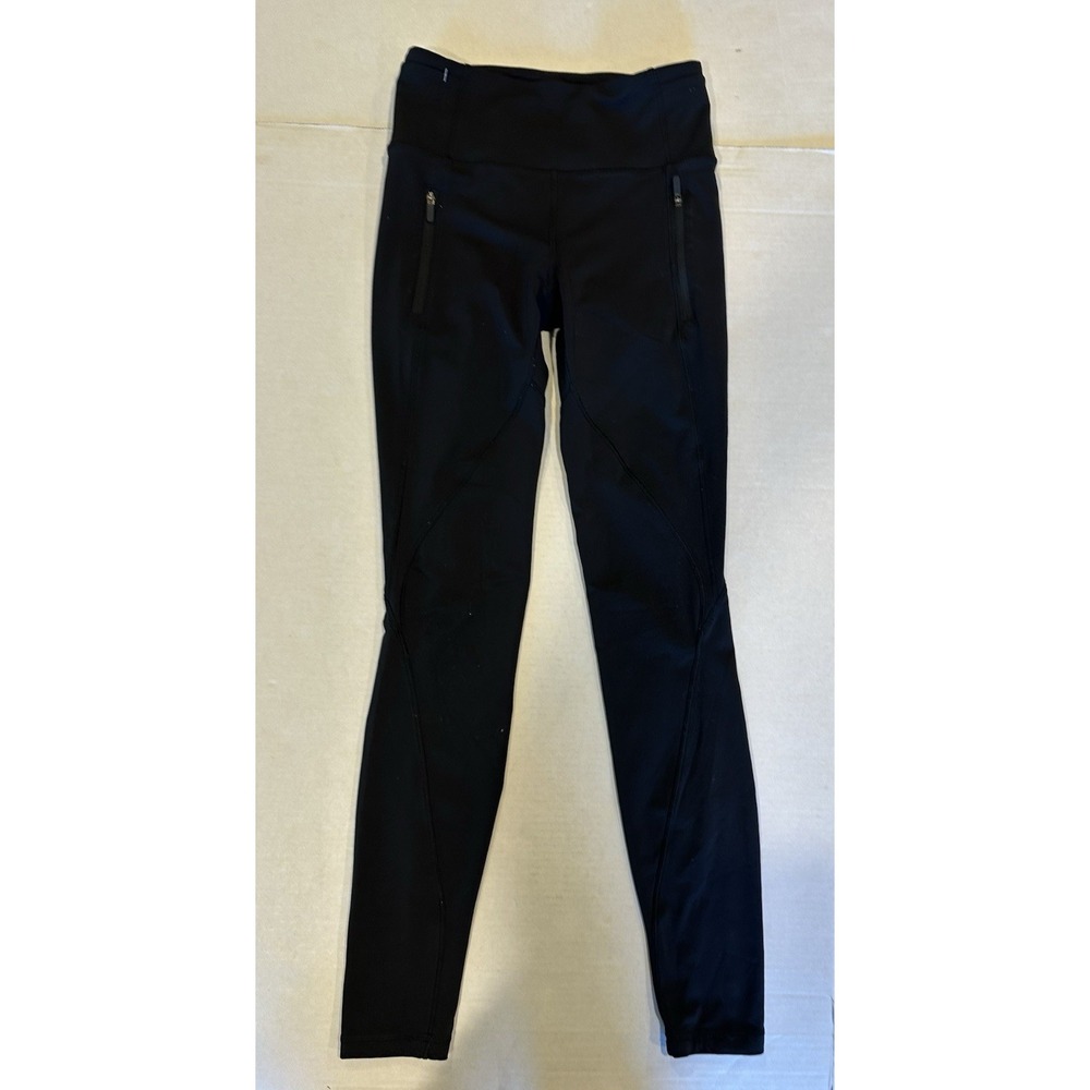 Lululemon Leggings Black Side Zipper Pockets Women's Size 4 Athletic